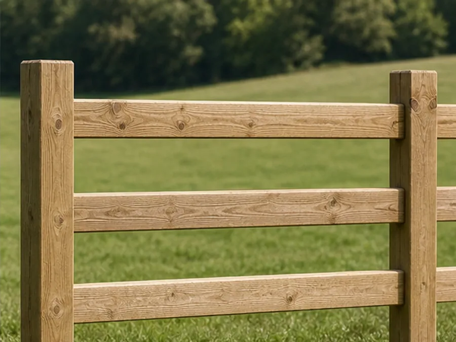 Split rail 3 rail fence detail