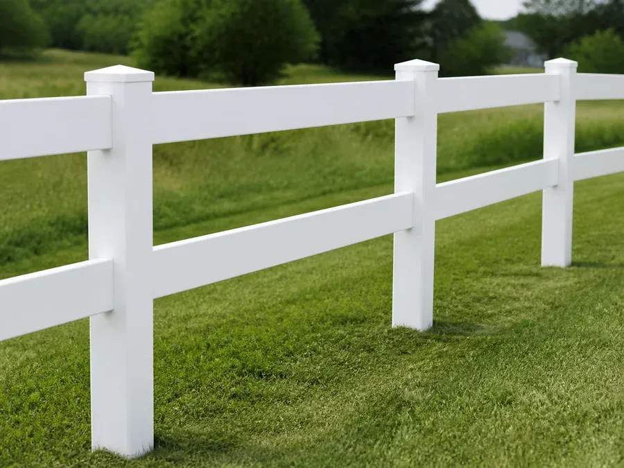 Vinyl farm rail 2 rail fence detail