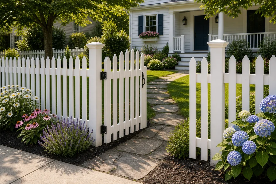 Wood picket fence example