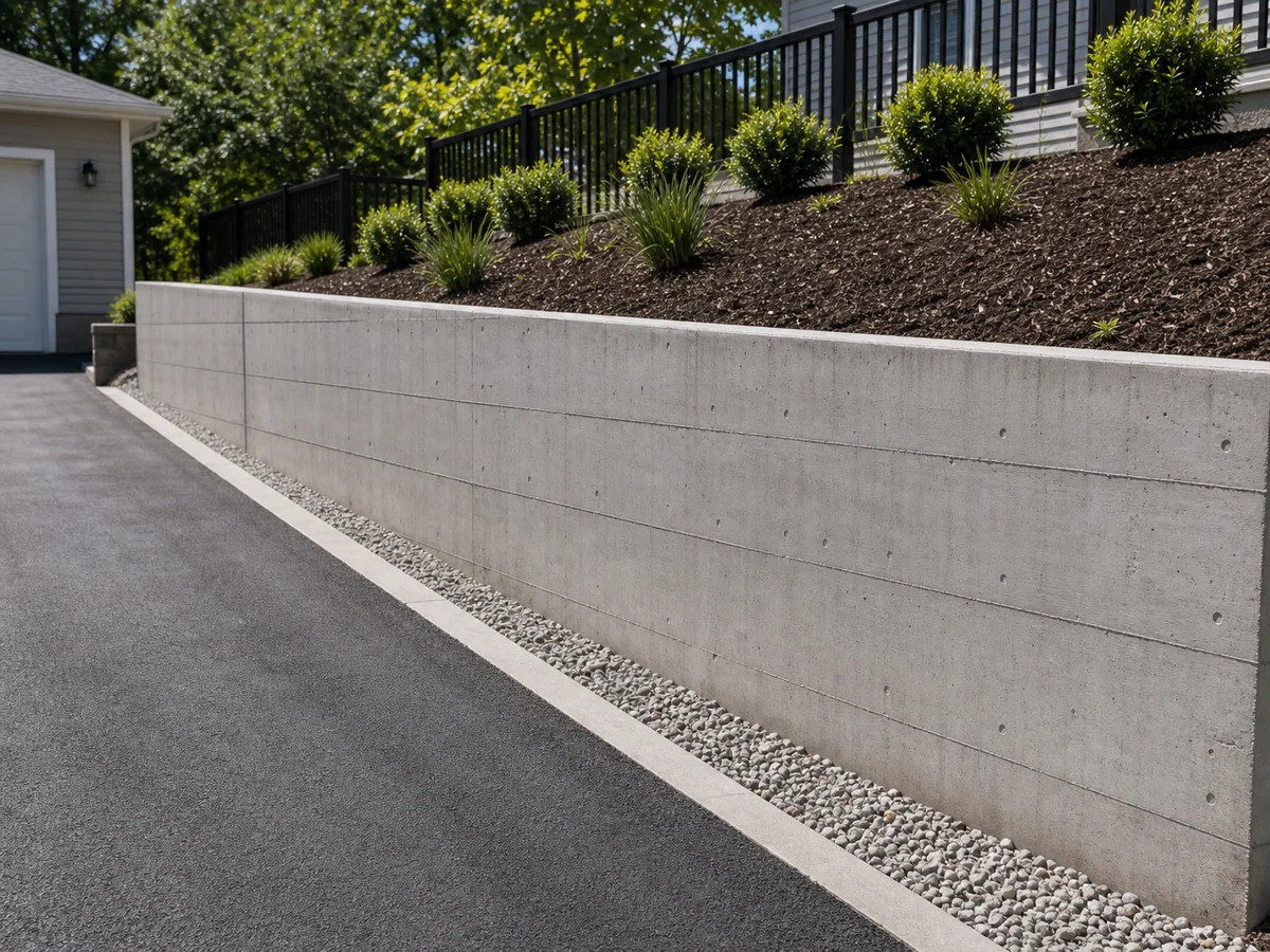 Poured concrete wall retaining wall example