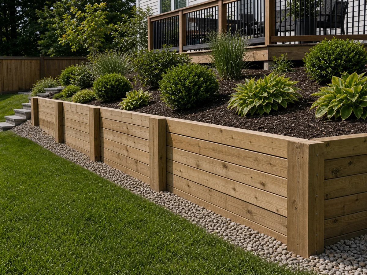 Timber wall retaining wall example