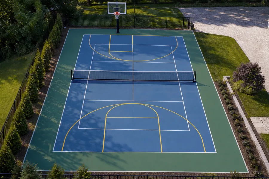 Existing court being resurfaced and striped for multiple sports