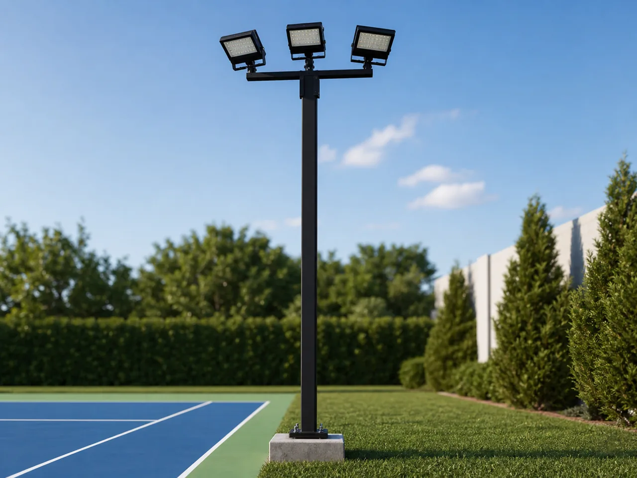 Outdoor lighting fixture, pole, head, wiring, and base material planning